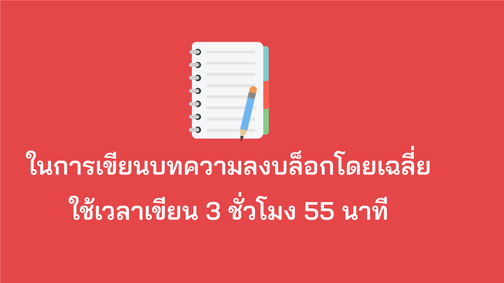 ในการเขียนบทความลงบล็อกโดยเฉลี่ยใช้เวลาเขียน 3 ชั่วโมง 55 นาที