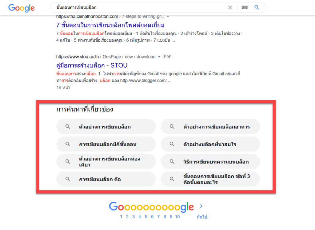 Google Search - คำค้นหาที่เกี่ยวข้อง